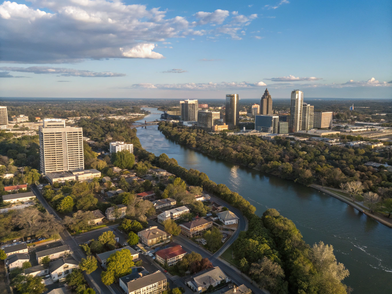 Aerial view of Sacramento city skyline