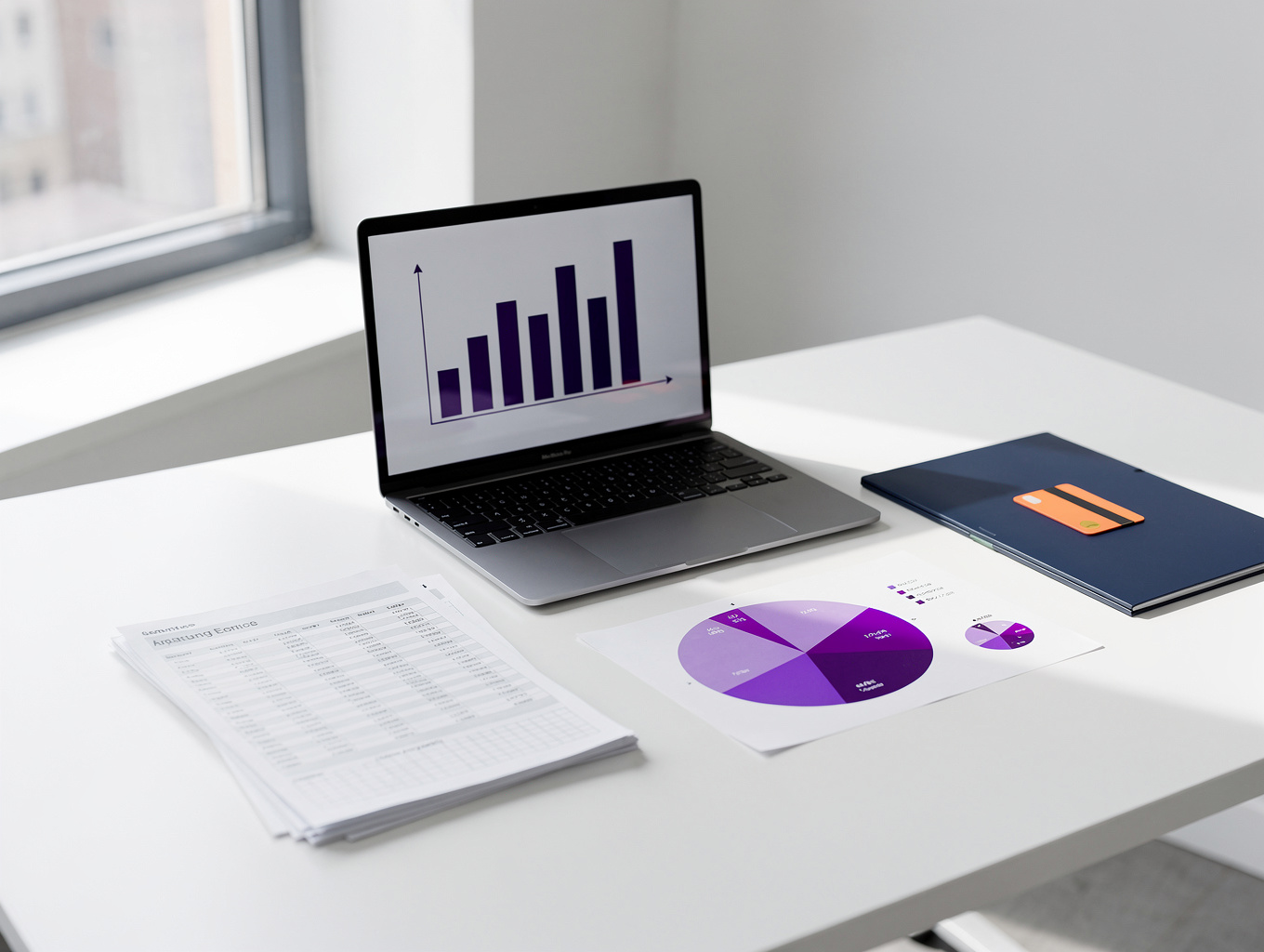 Financial documents, reports, and charts for commercial property management